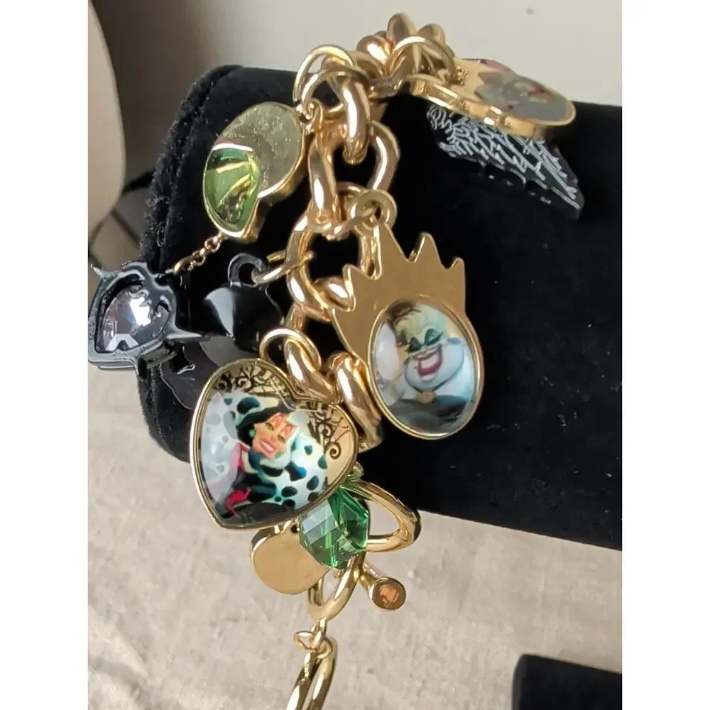 Handcrafted Disney Villains Inspired Charm Bracelet Gold Tone Gothic Fairy Tale